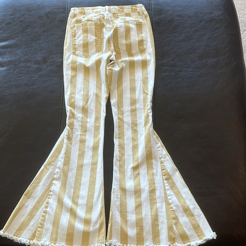 Judith March Yellow and White Striped Flare Pants - Picture 5 of 10